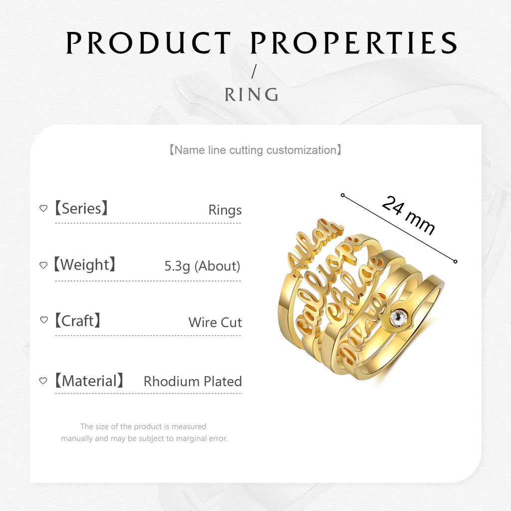 Jewelry Personalized Name Opening Ring