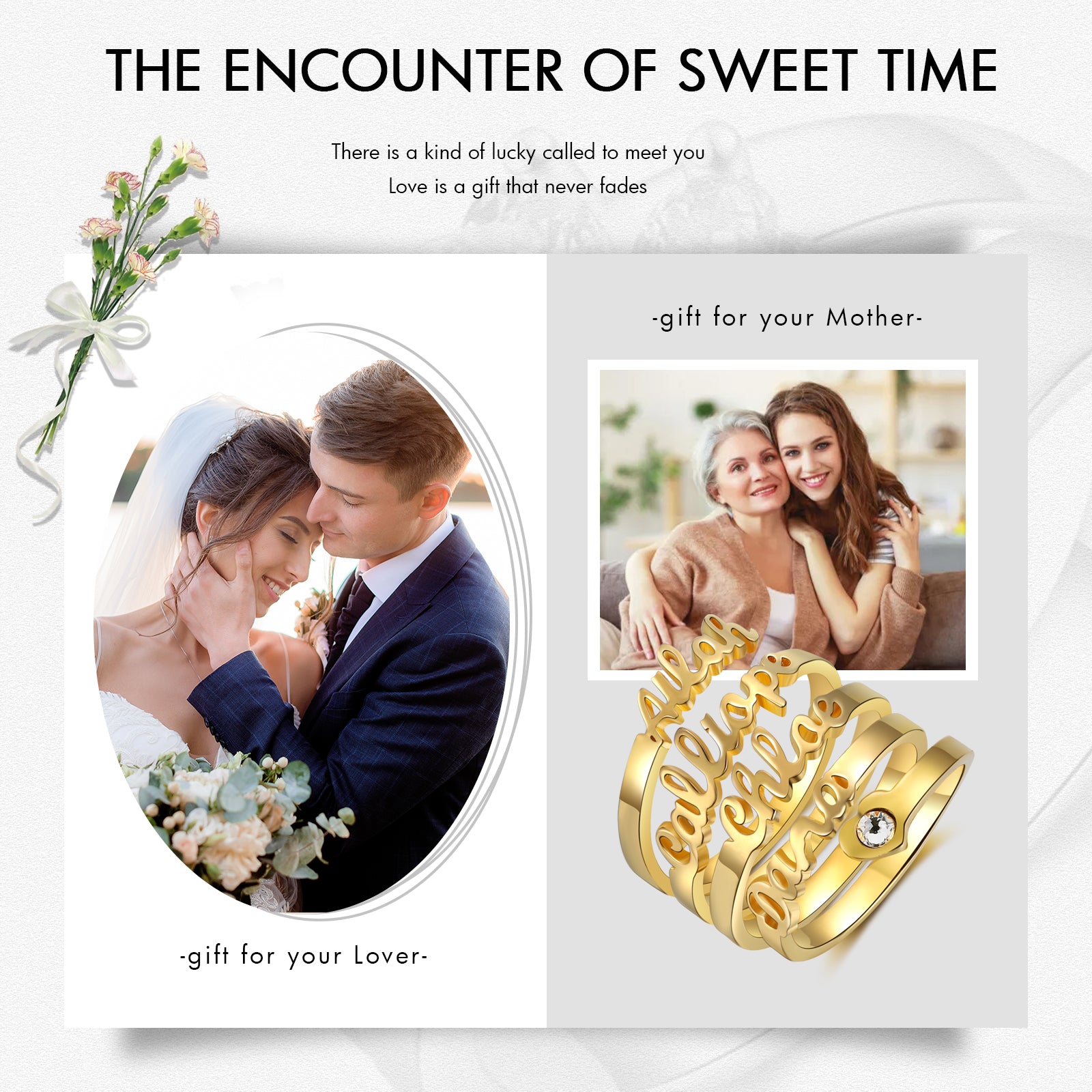 Jewelry Personalized Name Opening Ring