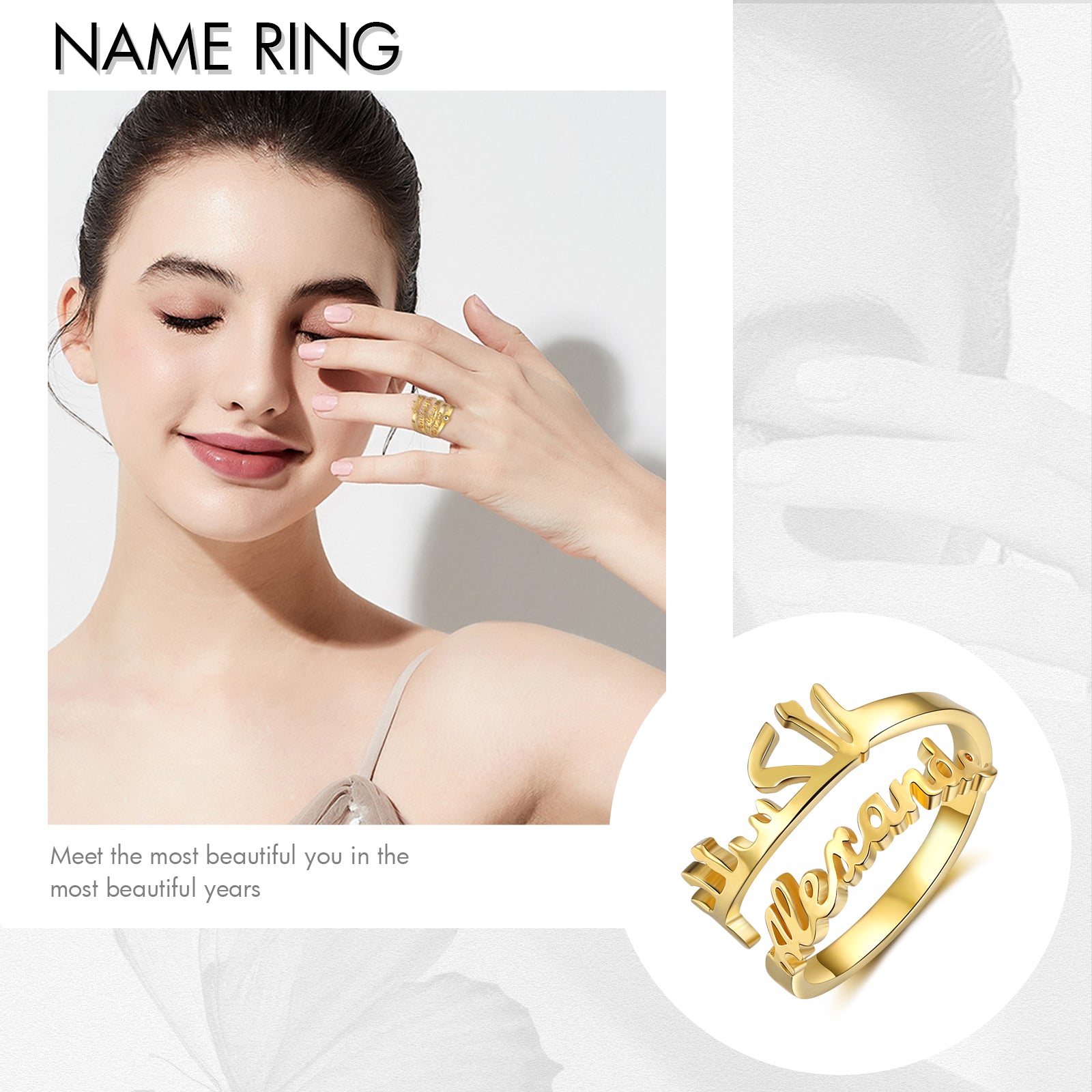 Jewelry Personalized Name Opening Ring