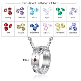 Stainless Steel Birthstone Ring Couple Necklace
