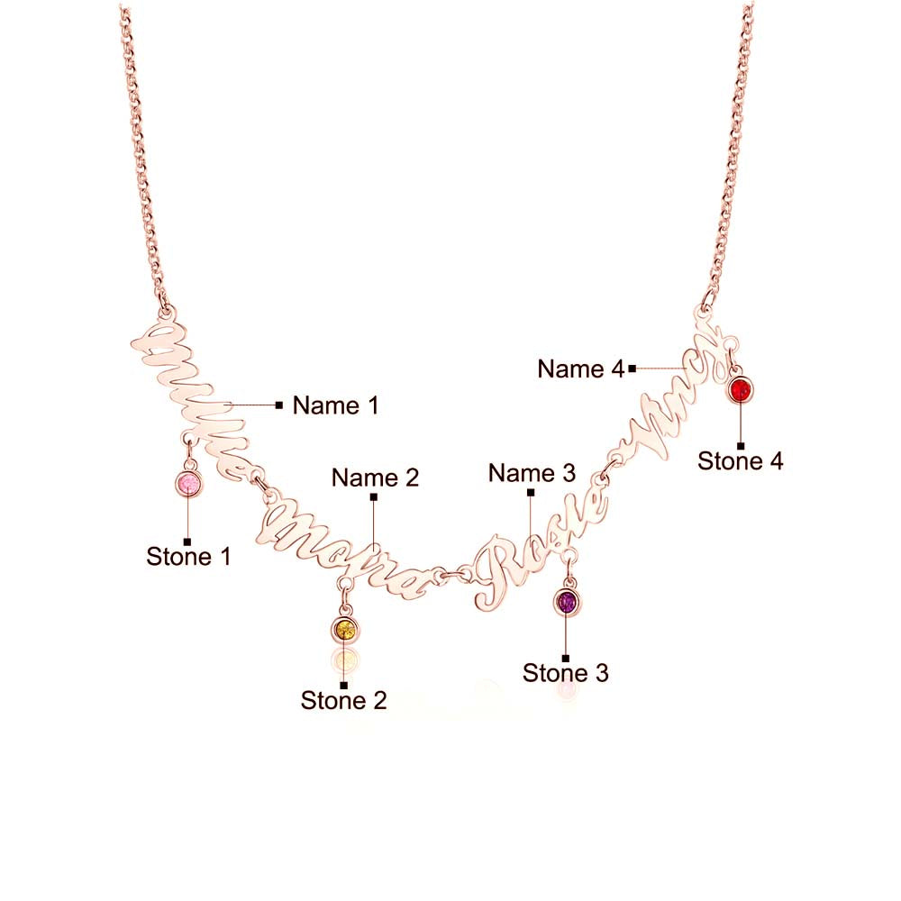 Custom Birthstone Name Necklace
