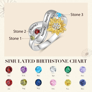 Rhodium Plated Sunflower Ring
