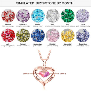 925 Sterling Silver Two Birthstone Necklace
