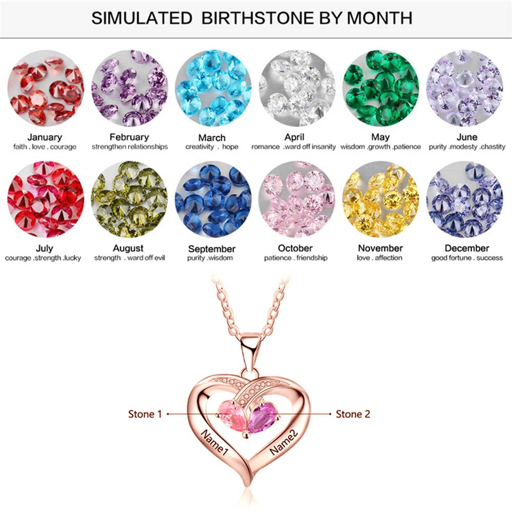 925 Sterling Silver Two Birthstone Necklace