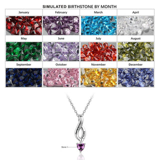 925 Silver Personalized Names Two Heart Shape Birthstones Necklace
