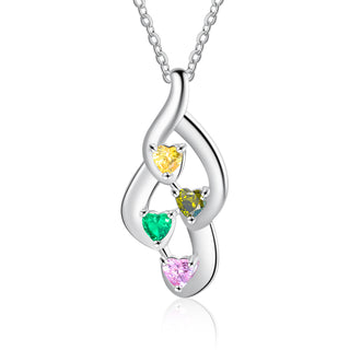 S925 Customized Heart Shape Birthstone Pendant Necklace