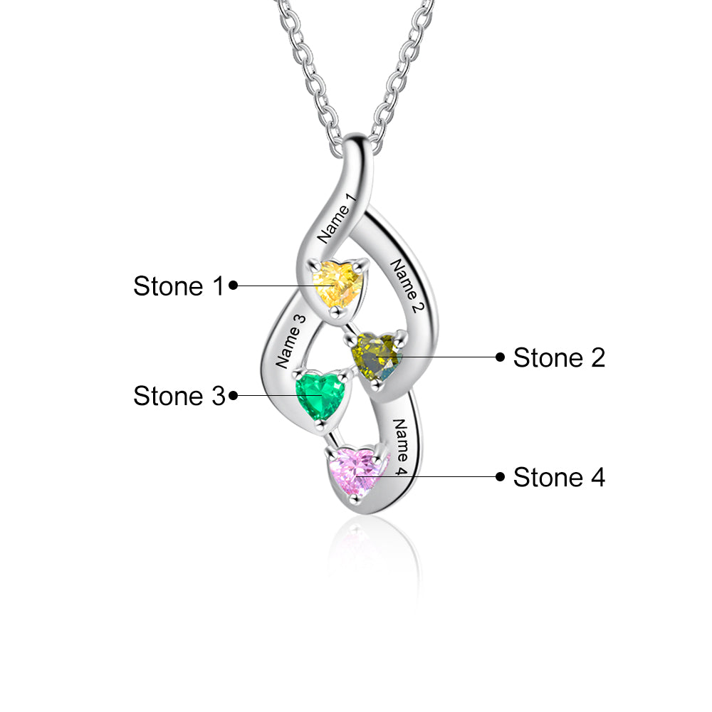 S925 Customized Heart Shape Birthstone Pendant Necklace