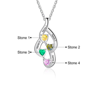 S925 Customized Heart Shape Birthstone Pendant Necklace