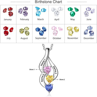 S925 Customized Heart Shape Birthstone Pendant Necklace