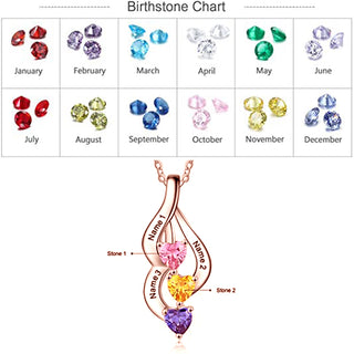 S925 Customized Heart Shape Birthstone Pendant Necklace