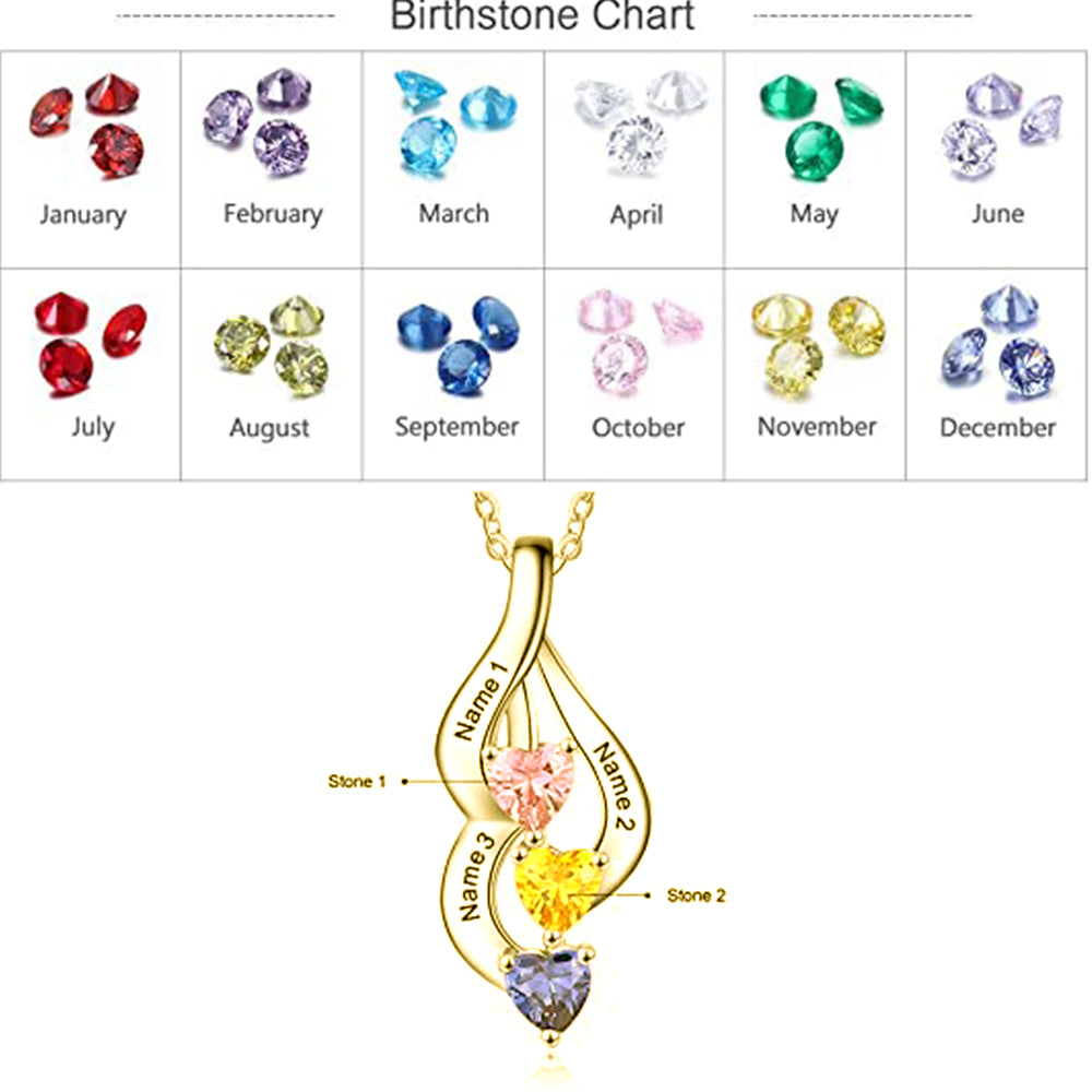 S925 Customized Heart Shape Birthstone Pendant Necklace