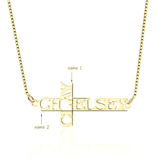 Cross Double Name Necklace