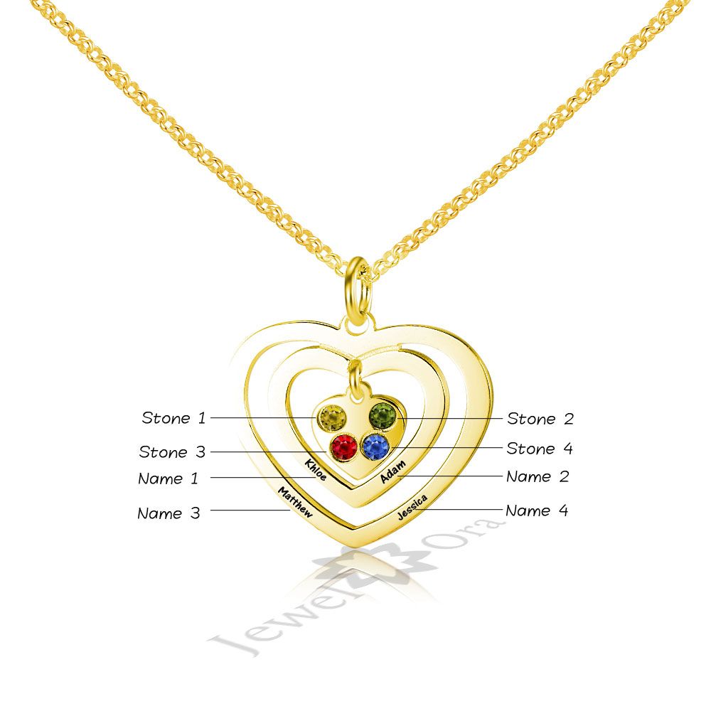 Heart Shaped Birthstone Name Necklace