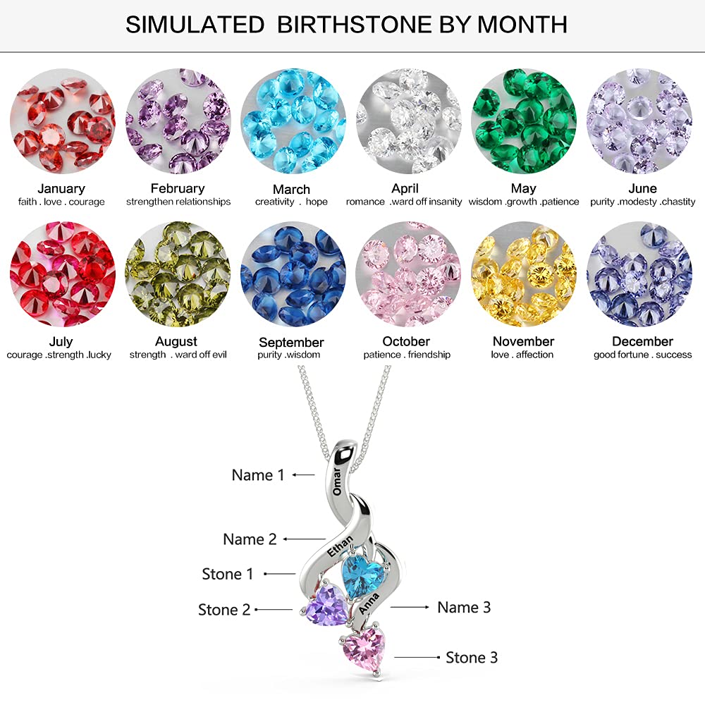 Custom 925 Sterling Silver Birthstone Necklace