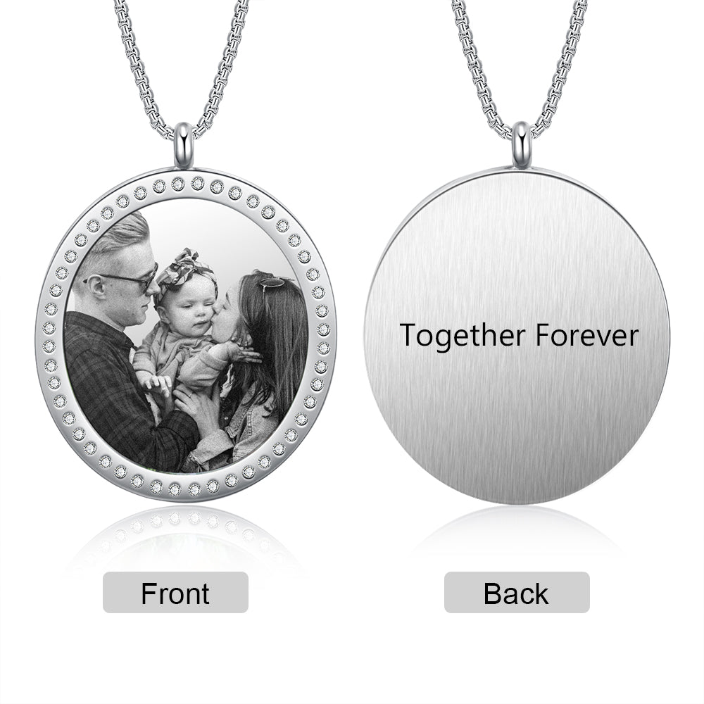 Stainless Steel Customized Photo Round Pednant Necklaces