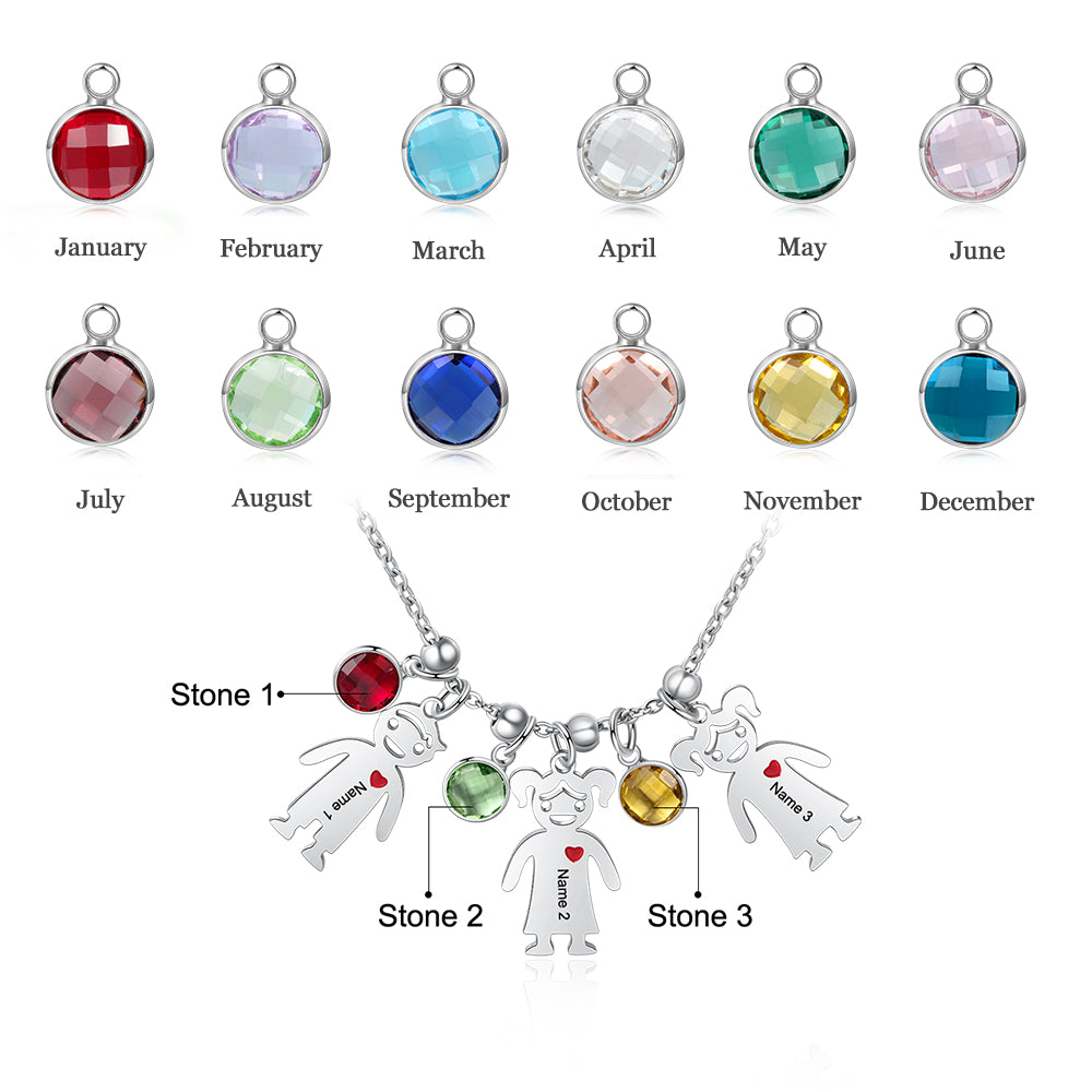 Customizable Quantity Doll Birthstone Necklace