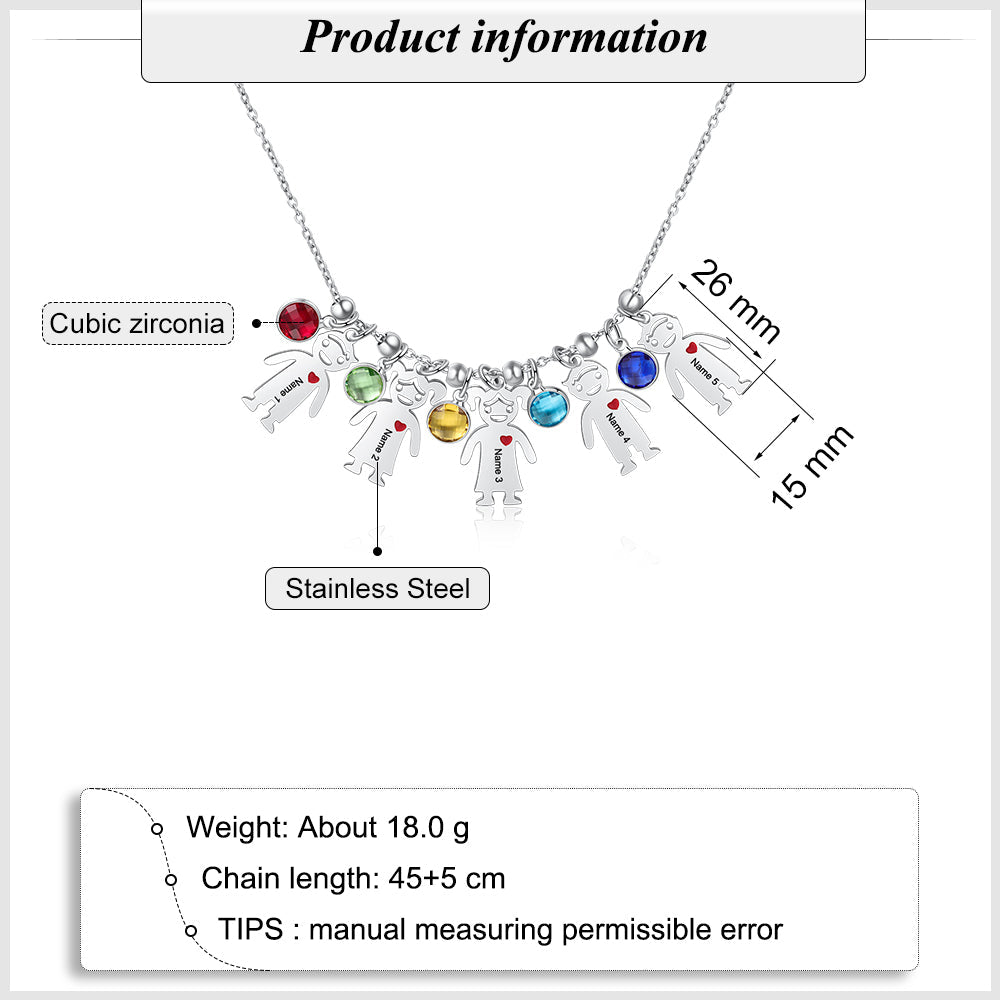 Customizable Quantity Doll Birthstone Necklace