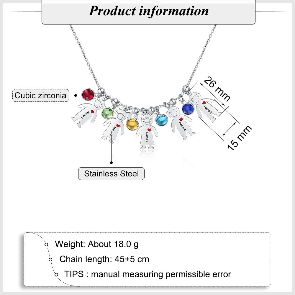 Customizable Quantity Doll Birthstone Necklace