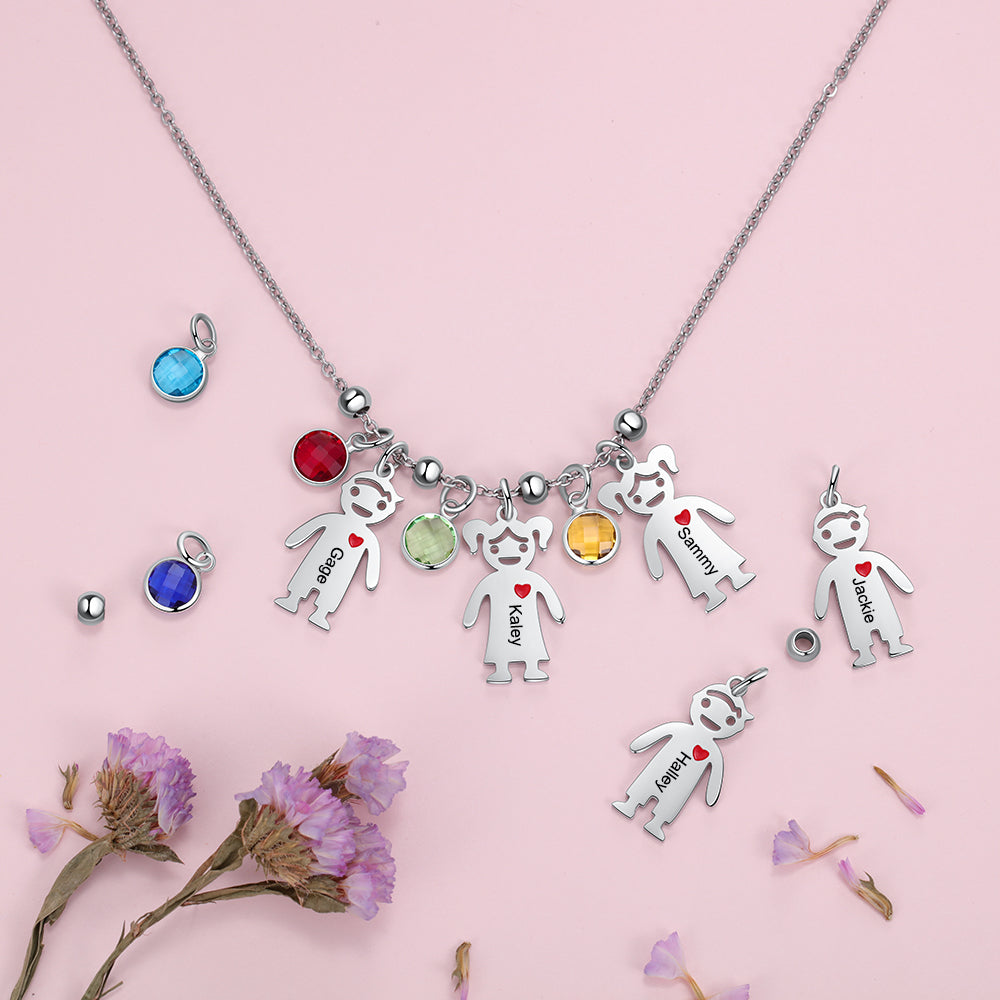 Customizable Quantity Doll Birthstone Necklace