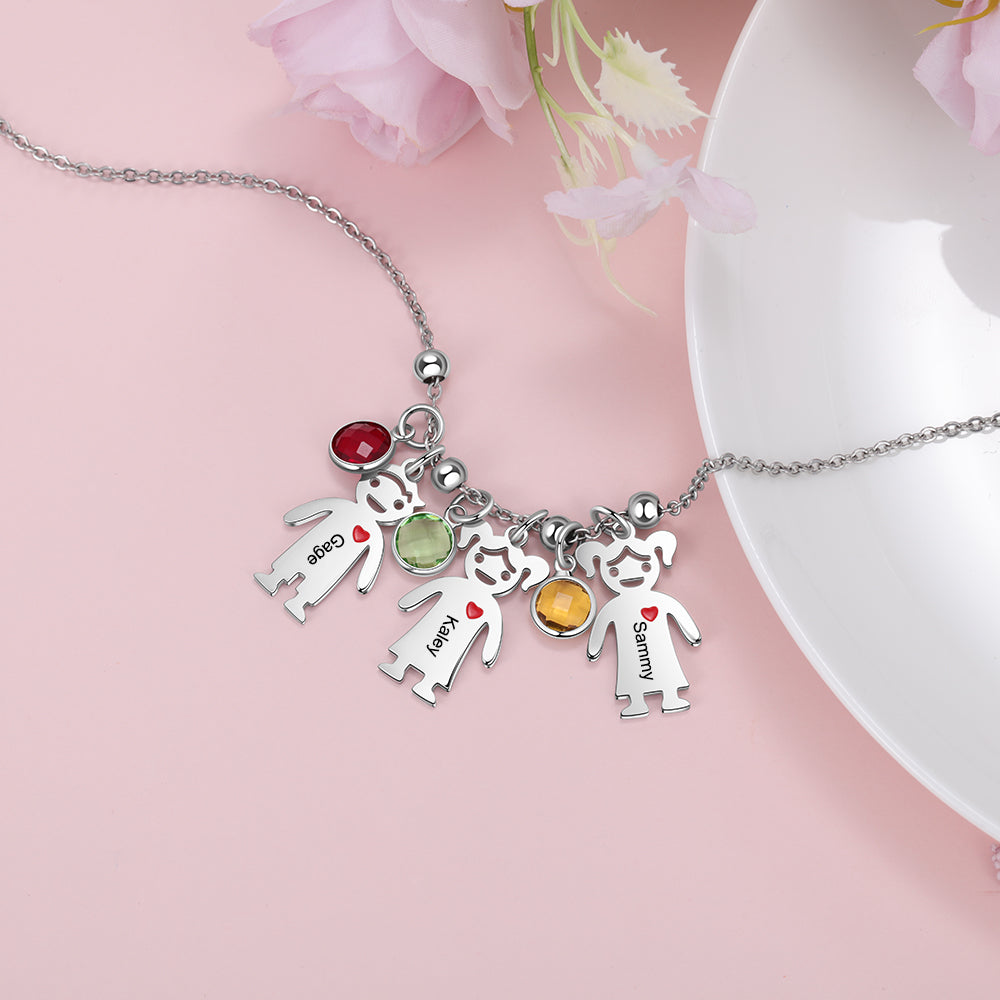 Customizable Quantity Doll Birthstone Necklace