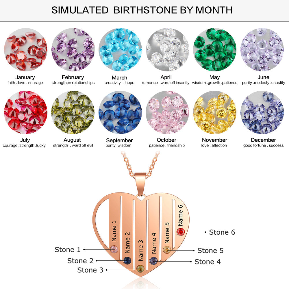 Heart Pendant Birthstone Necklace