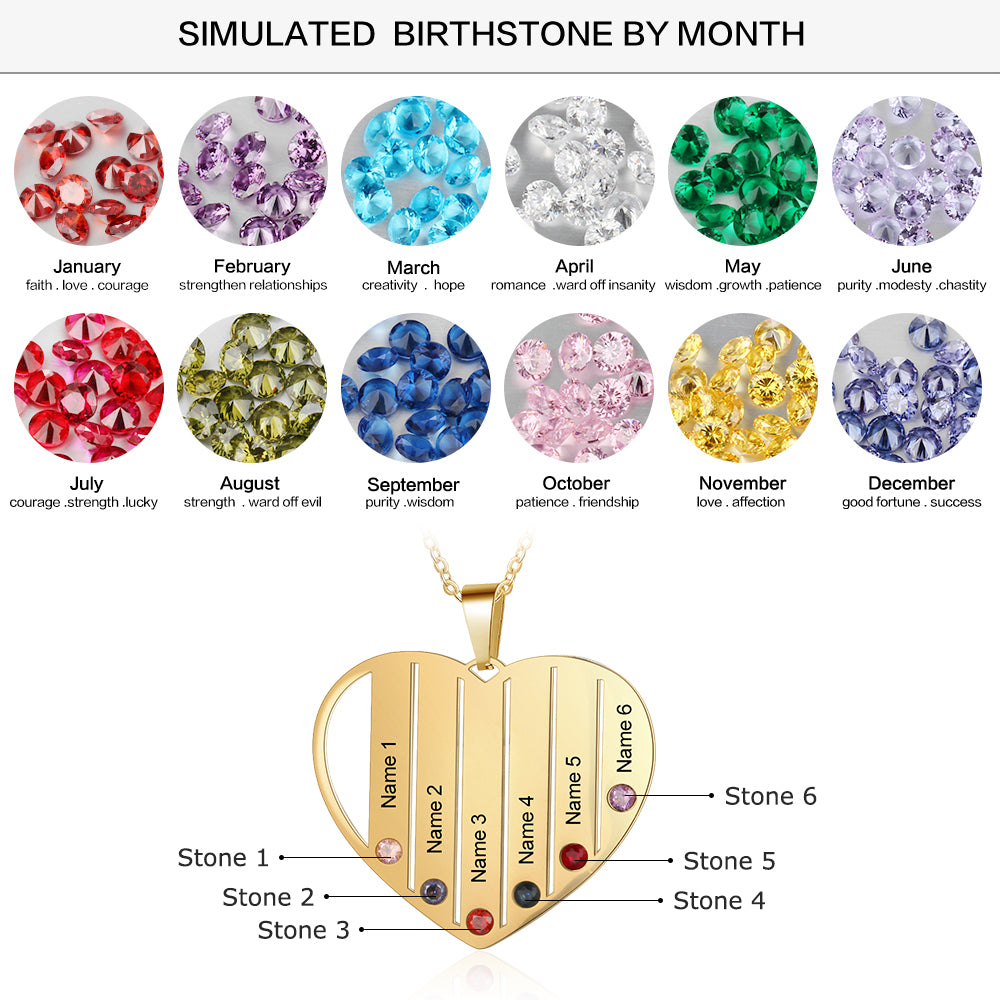 Heart Pendant Birthstone Necklace