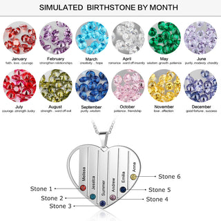 Heart Pendant Birthstone Necklace