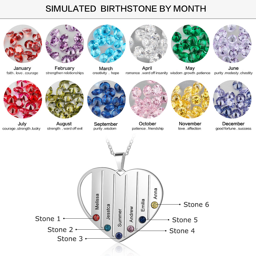 Heart Pendant Birthstone Necklace