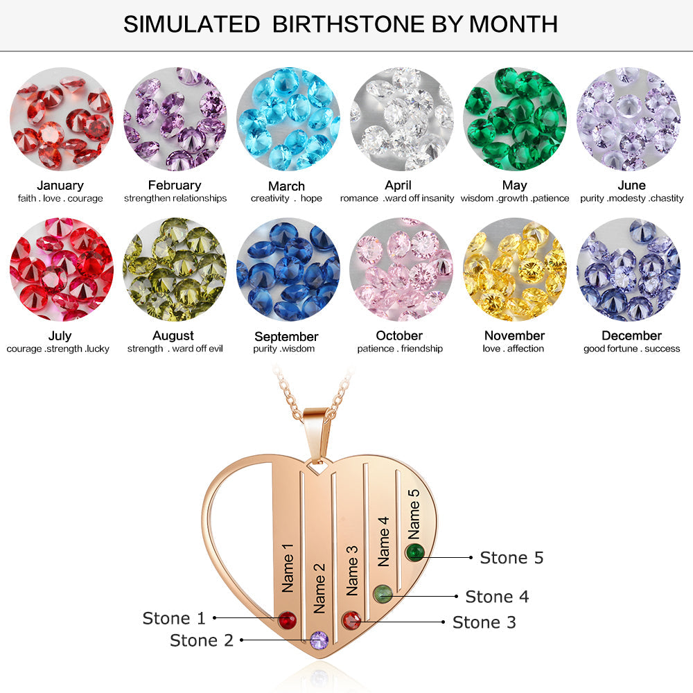 Heart Pendant Birthstone Necklace
