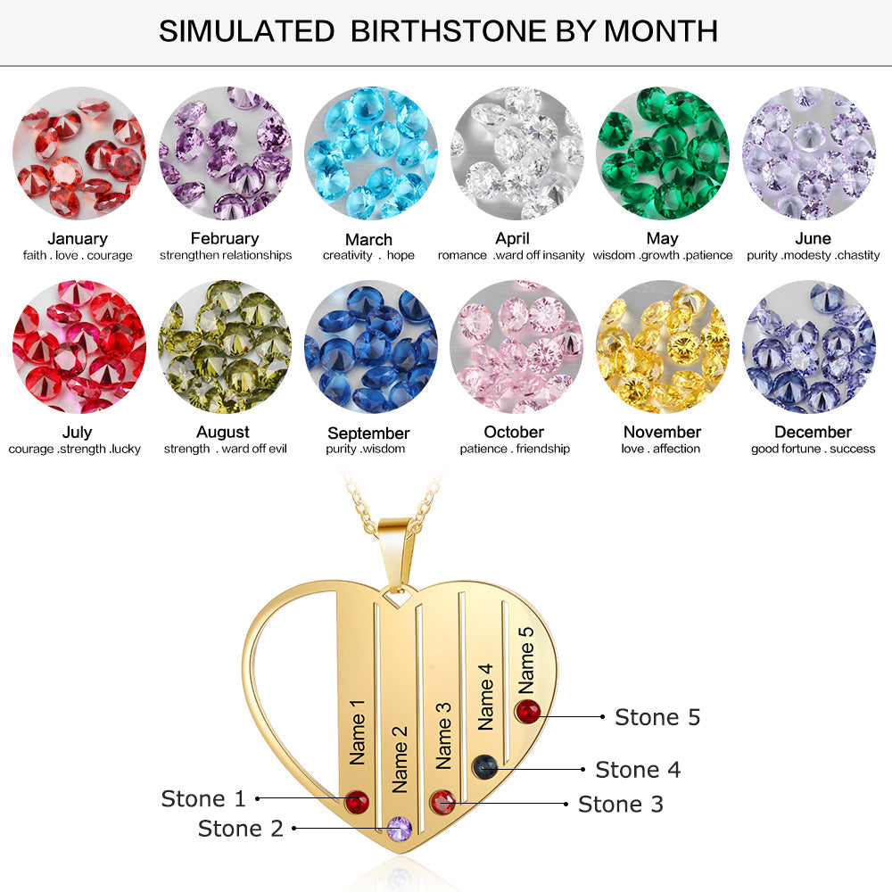 Heart Pendant Birthstone Necklace
