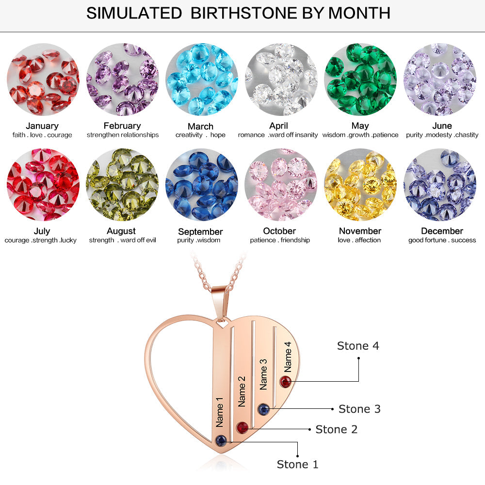 Heart Pendant Birthstone Necklace