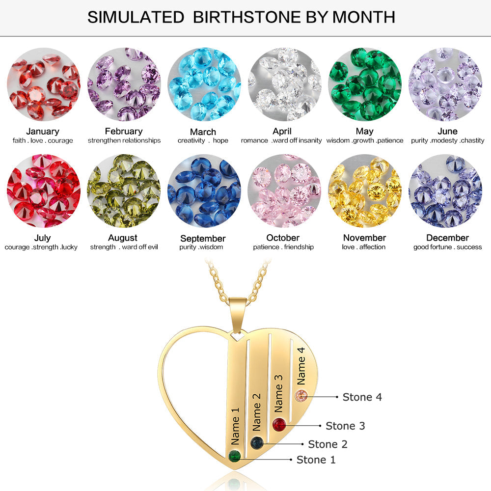 Heart Pendant Birthstone Necklace