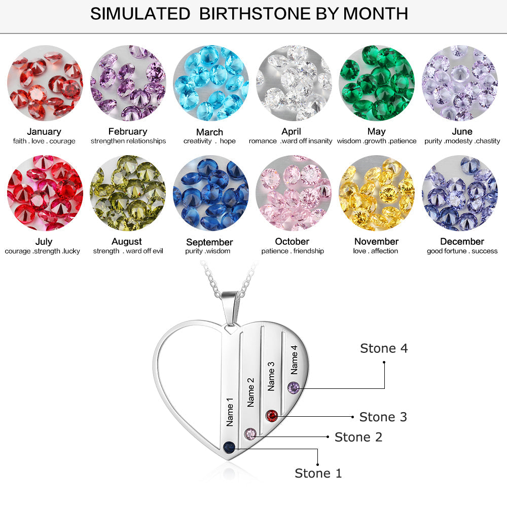 Heart Pendant Birthstone Necklace