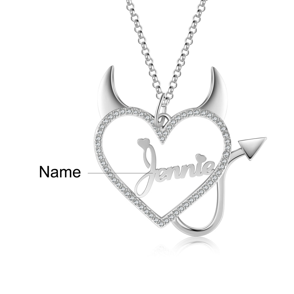 Copper Heart Shape Evil Name Pendant Necklace