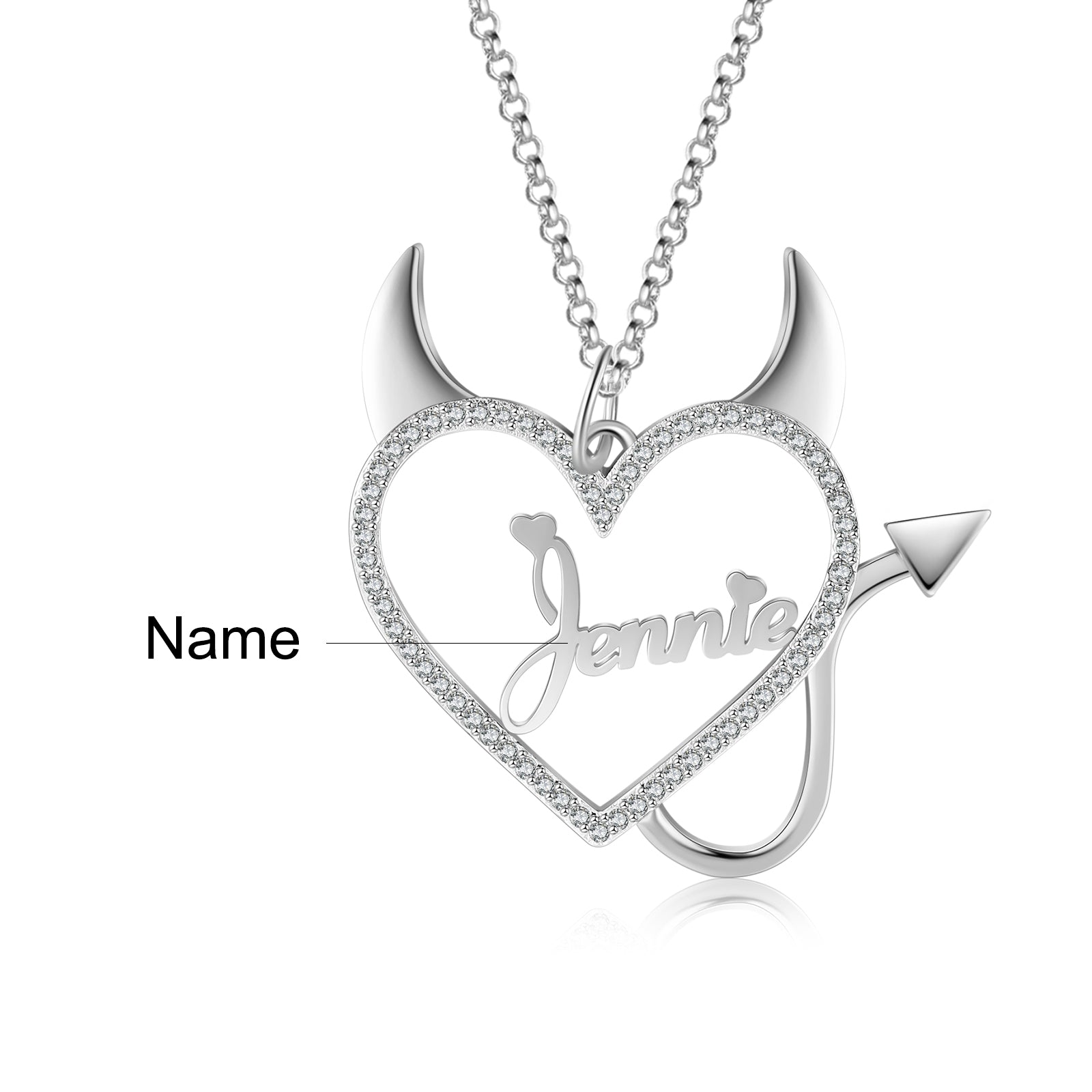 Copper Heart Shape Evil Name Pendant Necklace