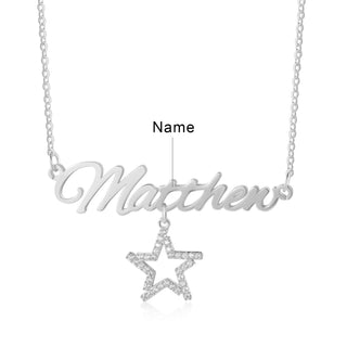 18K Gold Plated Copper Star Snowflake Pendant Necklace with Name