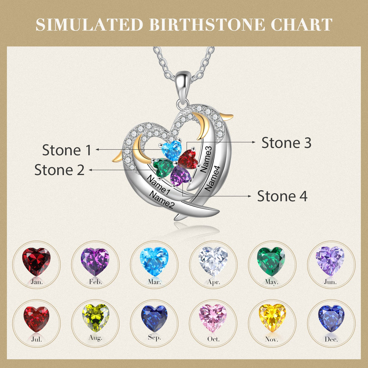 Copper Birthstone Heart Shape Pendant Necklace