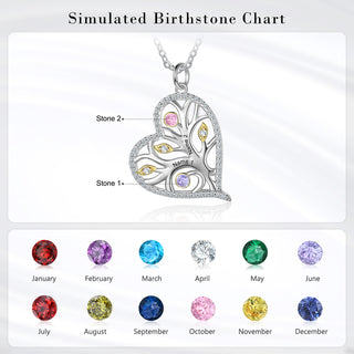 925 Sterling Silver Heart Necklace with Birthstone