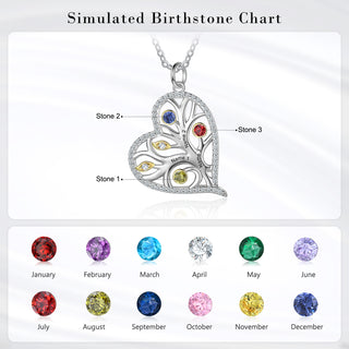 925 Sterling Silver Heart Necklace with Birthstone