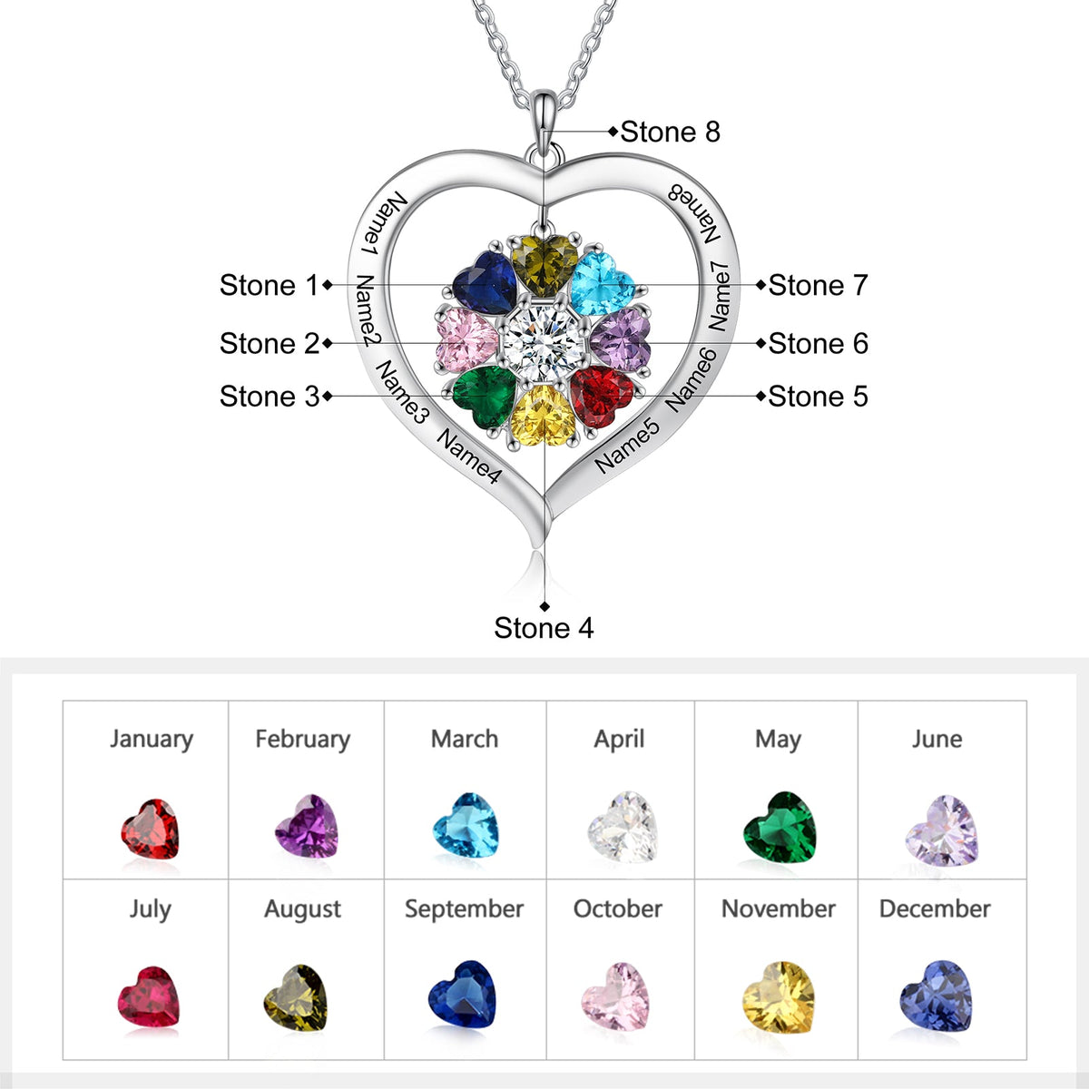 Copper Birthstone Heart Shape Pendant Necklace