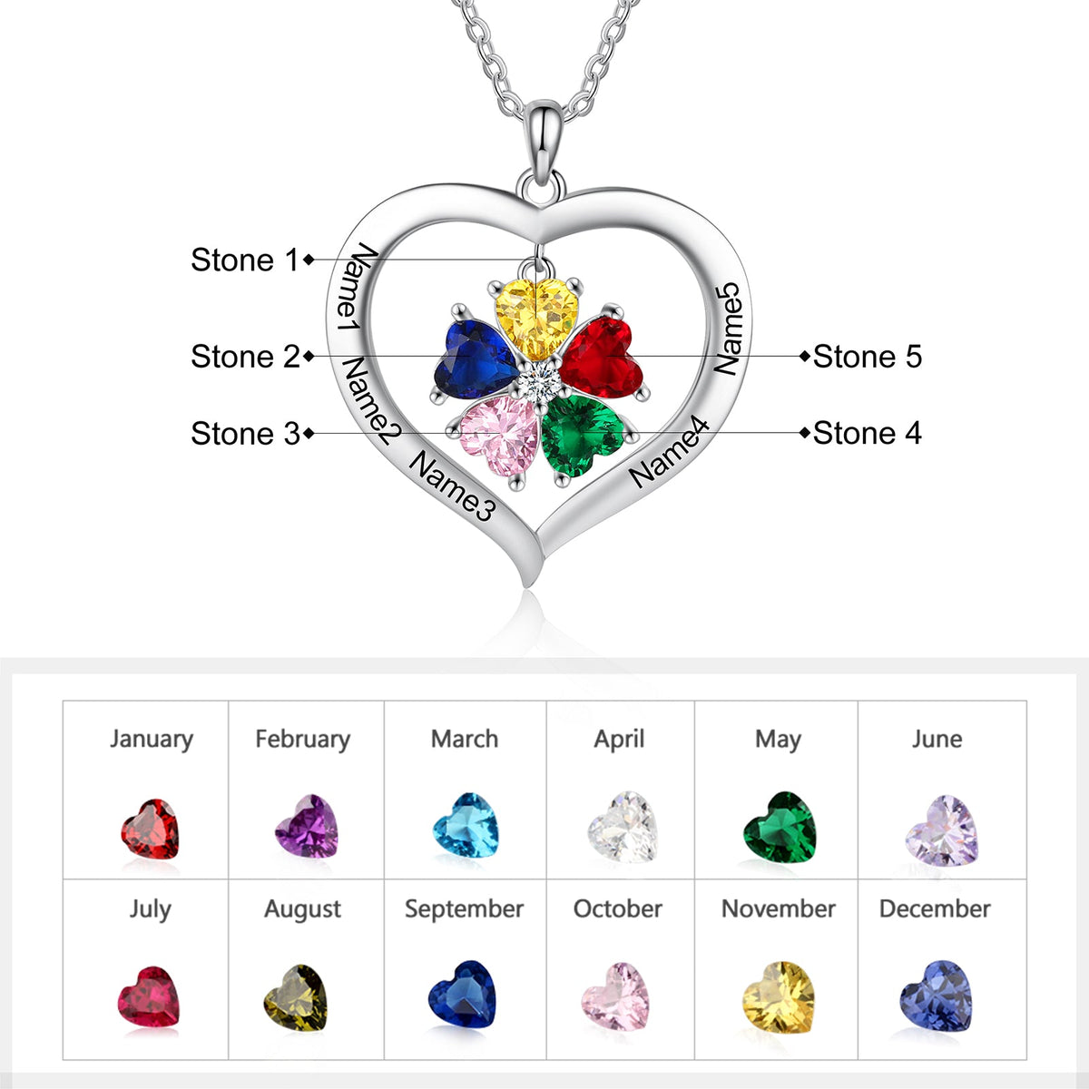 Copper Birthstone Heart Shape Pendant Necklace