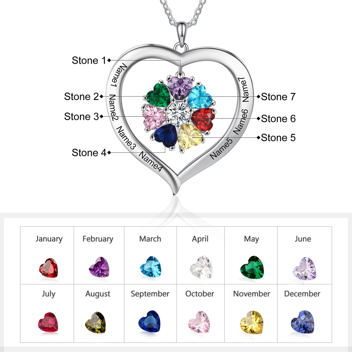 Copper Birthstone Heart Shape Pendant Necklace
