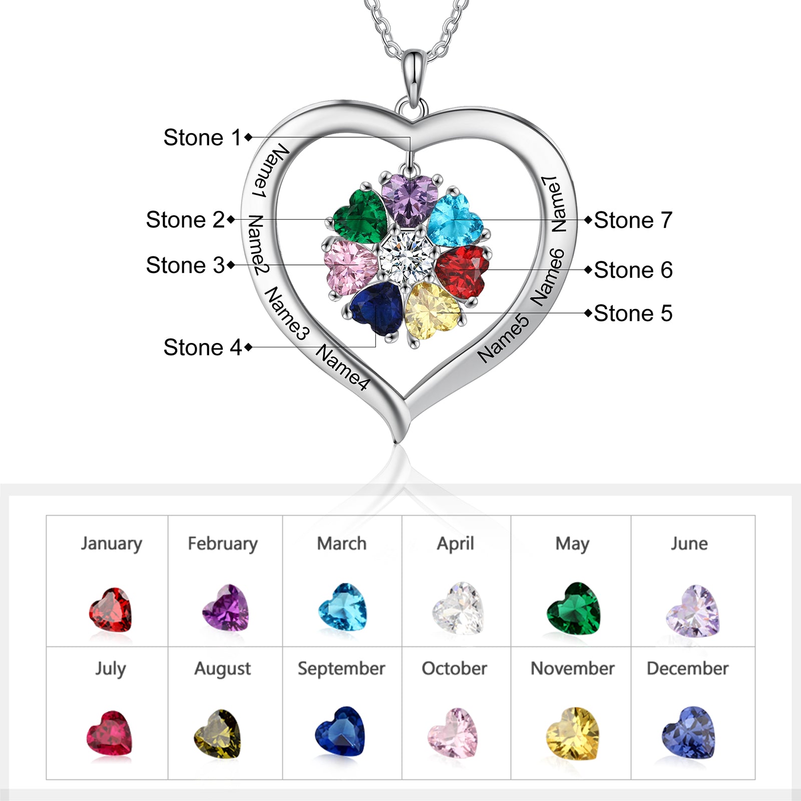 Copper Birthstone Heart Shape Pendant Necklace