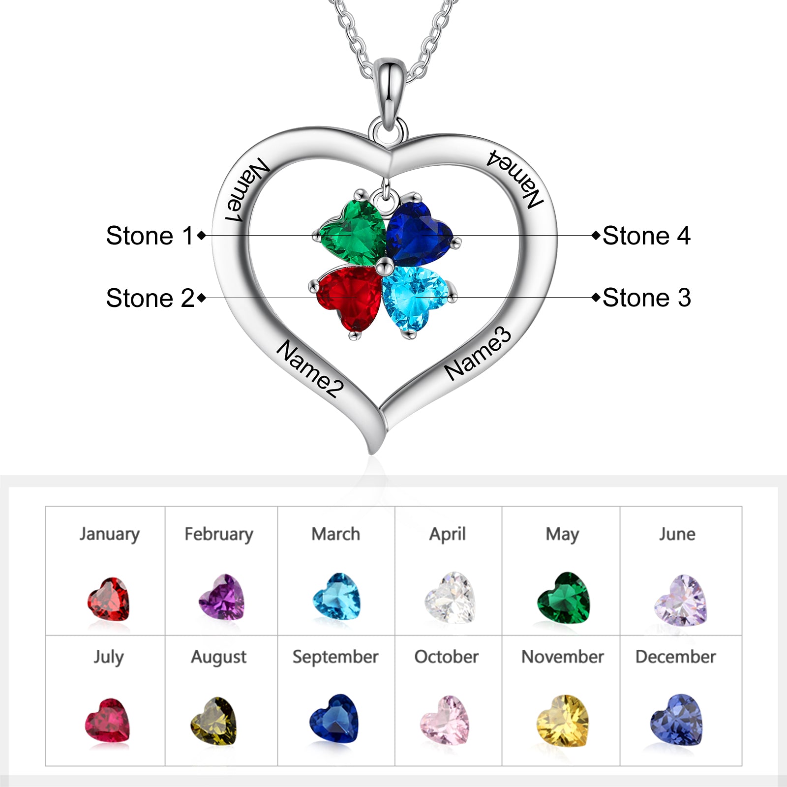 Copper Birthstone Heart Shape Pendant Necklace