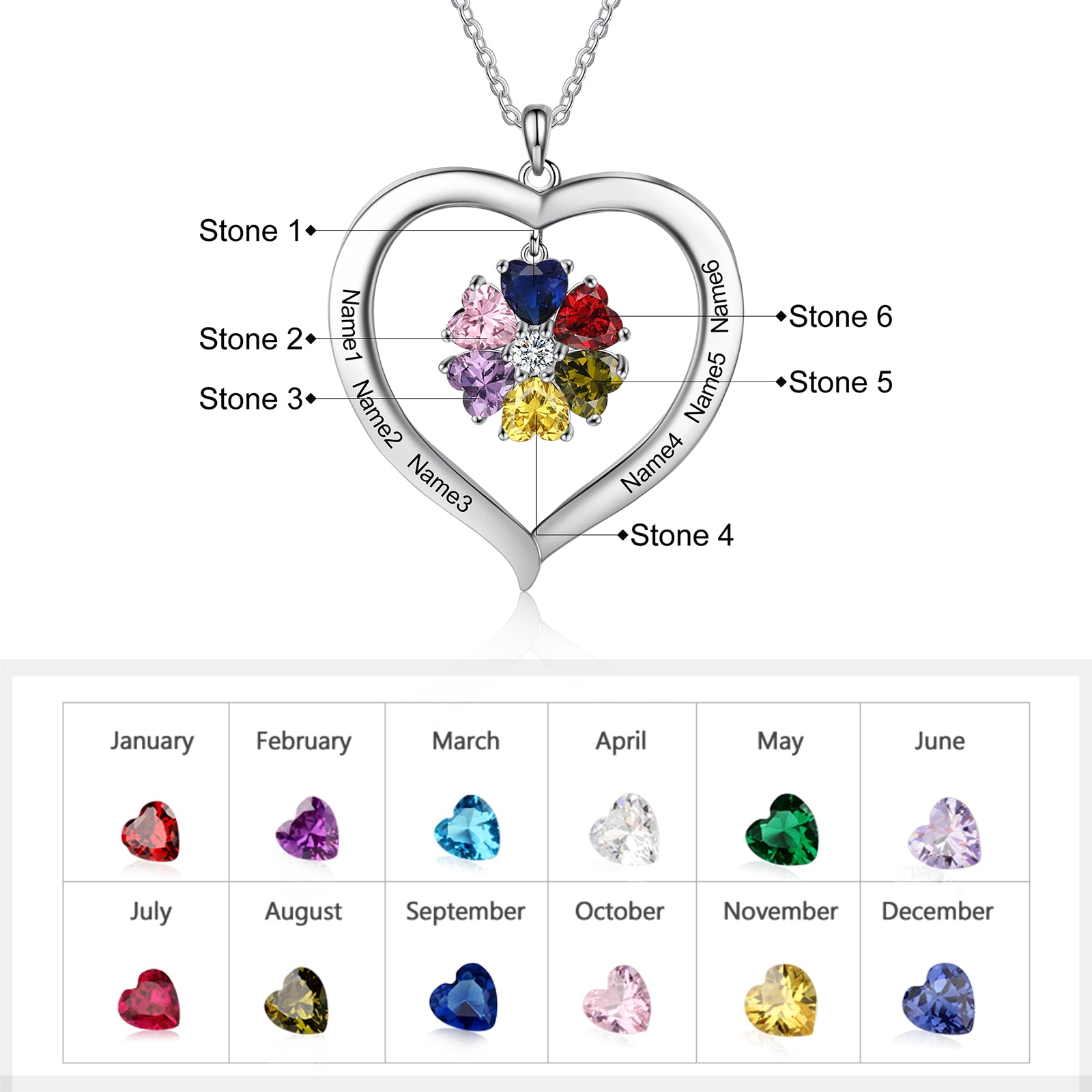 Copper Birthstone Heart Shape Pendant Necklace