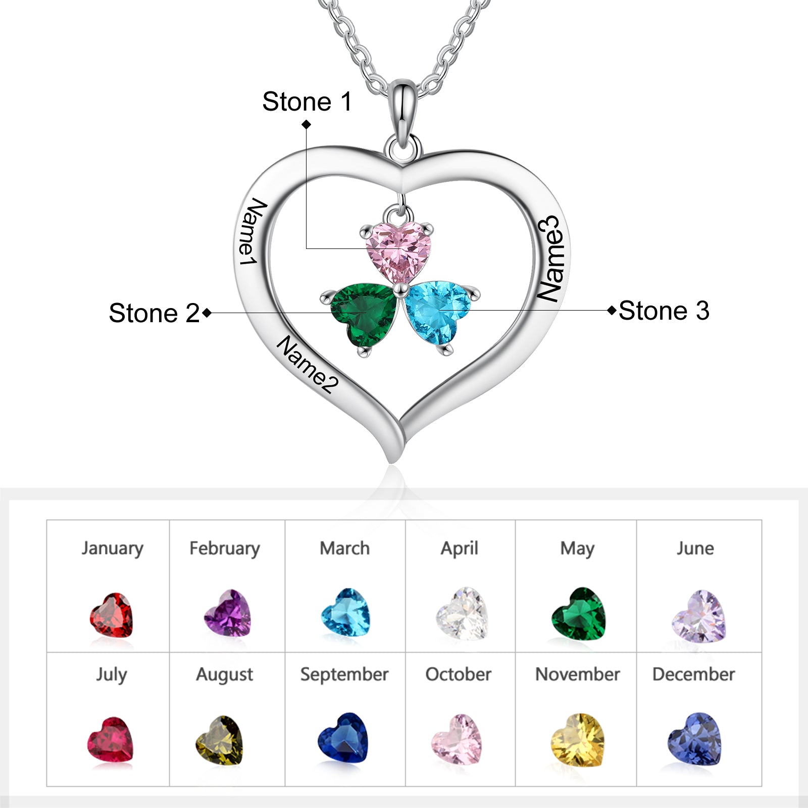Copper Birthstone Heart Shape Pendant Necklace