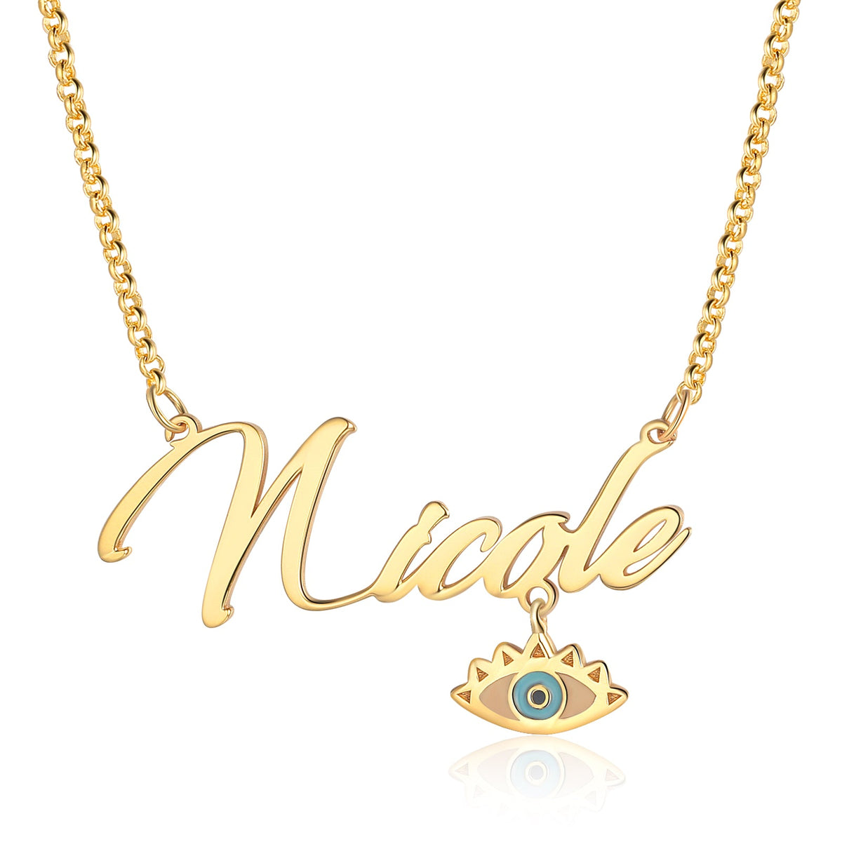 Copper 18K Evil Eye Name Necklace