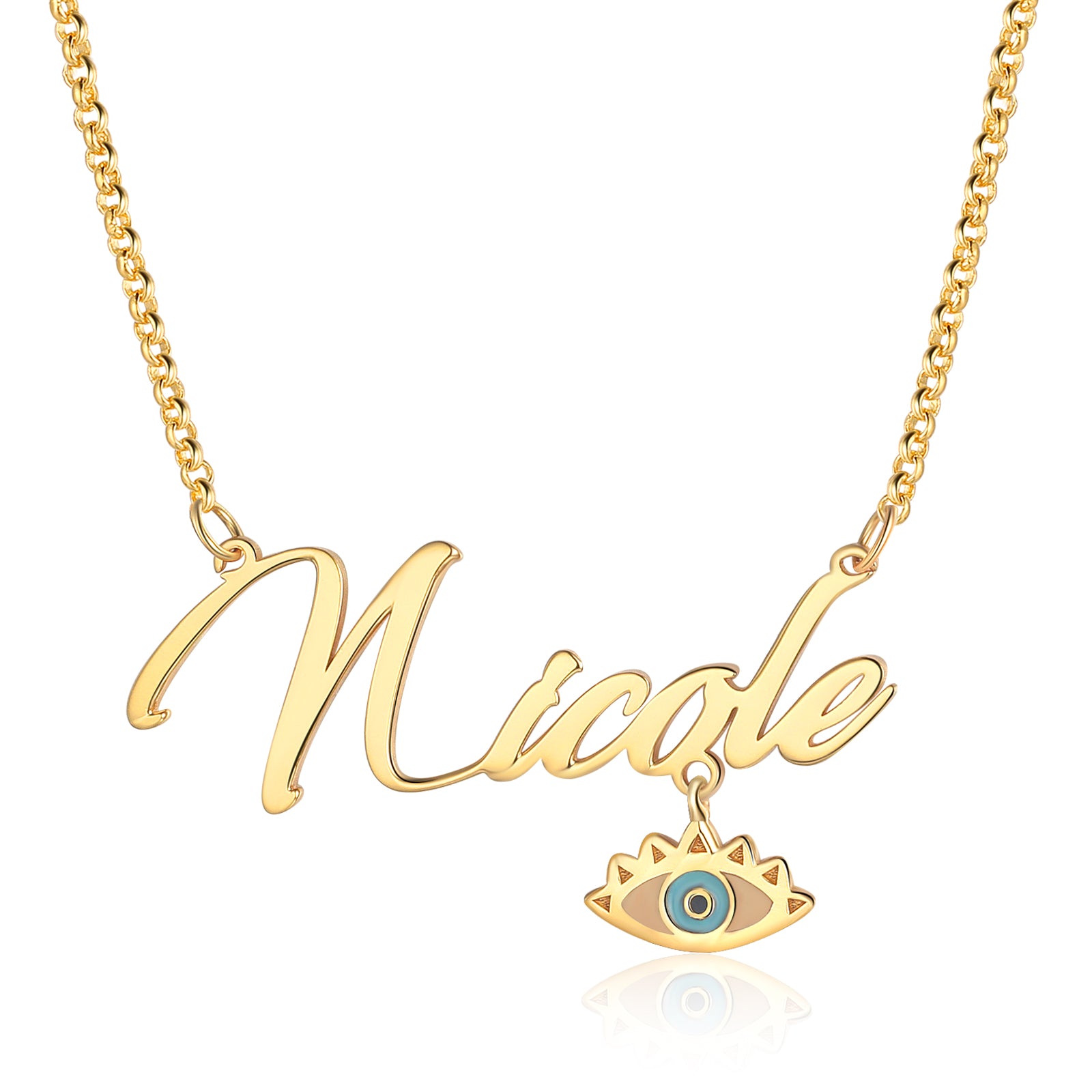 Copper 18K Evil Eye Name Necklace