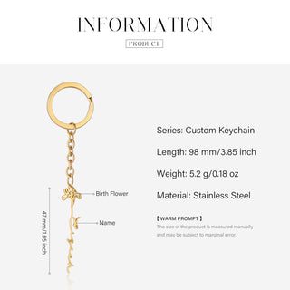 Custom Name Birthflower Keychain