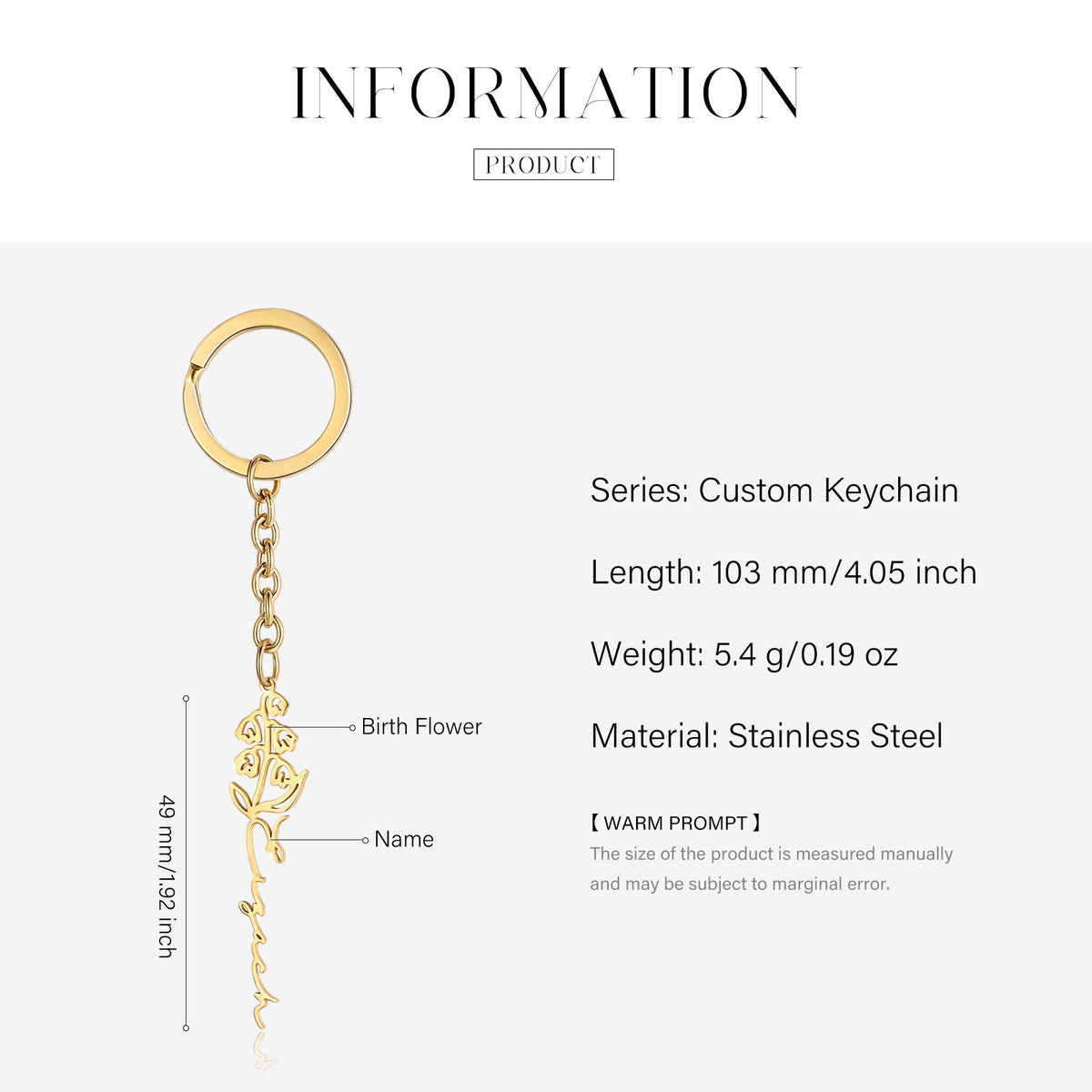 Custom Name Birthflower Keychain